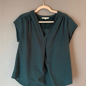 Fun 2 Fun Teal Blouse with White Dots